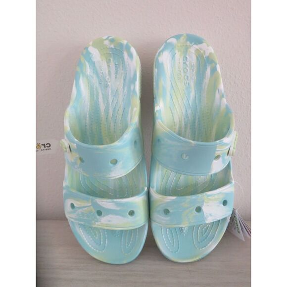 CROCS 207701-4SU Men's Sz 11 Blue/Green/White Classic Marbled Clog Sandal - Picture 5 of 5